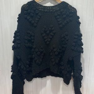 Chunky Black Bubble Knit Heart Sweater